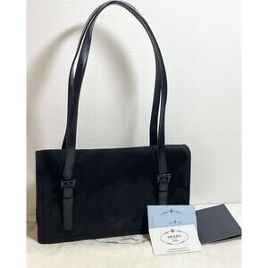 Prada party bag handbag satin suede black